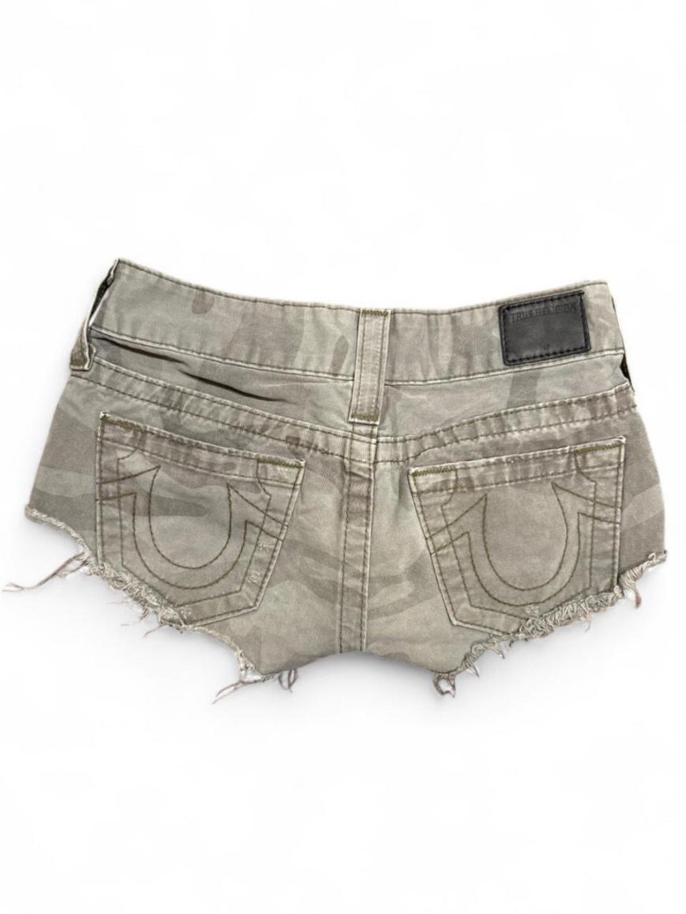 Y2K True Religion Camo Low Rise Jean Booty Shorts Made in USA